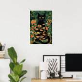 Gustav Klimt Black Cat in een bloementuin Poster (Thuiskantoor)