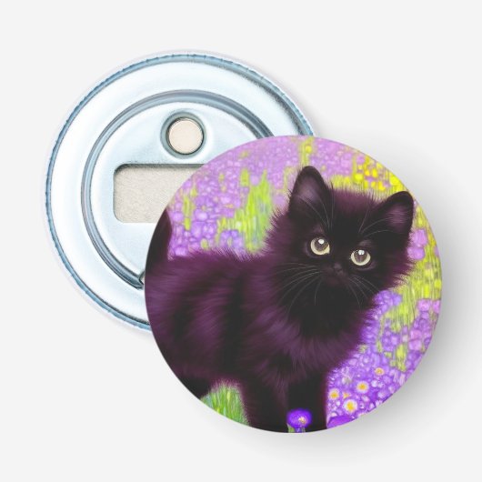 Gustav Klimt Black Kitten Button Flesopener (Voorkant)