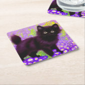 Gustav Klimt Black Kitten Kartonnen Onderzetters (Schuin)