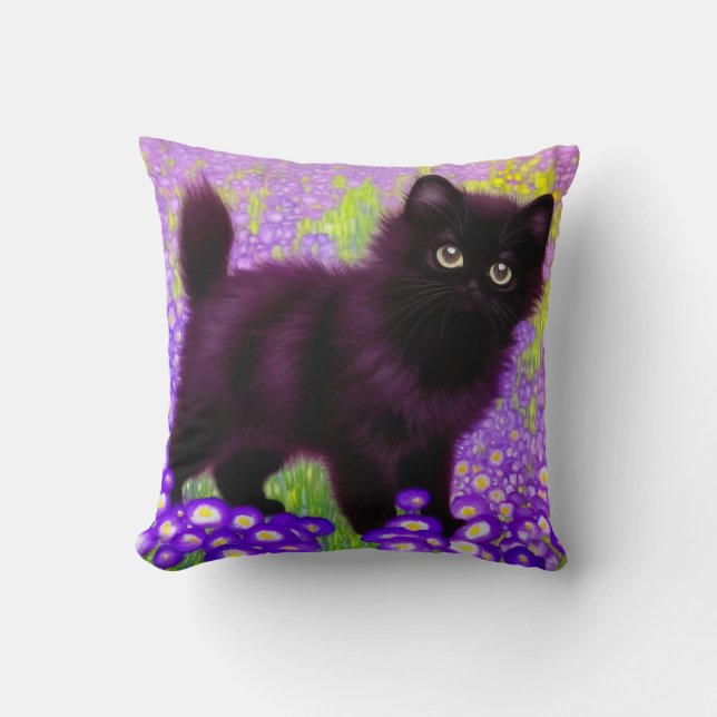 Gustav Klimt Black Kitten Kussen (Voorkant)