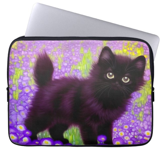 Gustav Klimt Black Kitten Laptop Sleeve (Voorkant)
