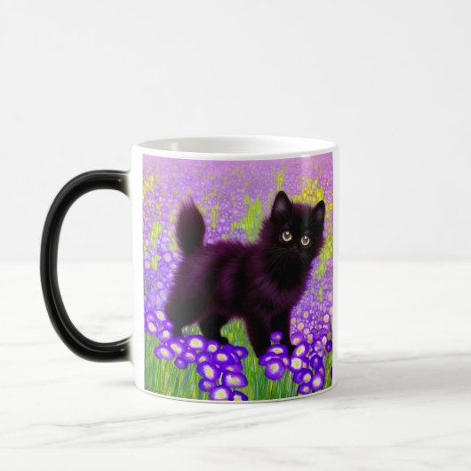 Gustav Klimt Black Kitten Magische Mok (Links)