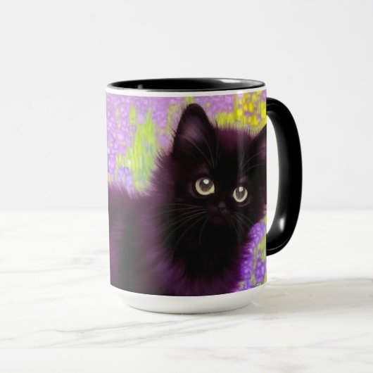 Gustav Klimt Black Kitten Mok (Voorkant rechts)