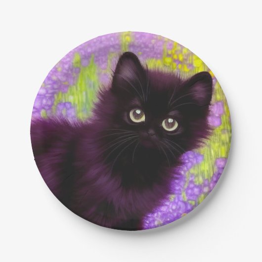 Gustav Klimt Black Kitten Papieren Bordje (Voorkant)