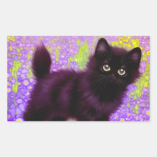 Gustav Klimt Black Kitten Rechthoekige Sticker