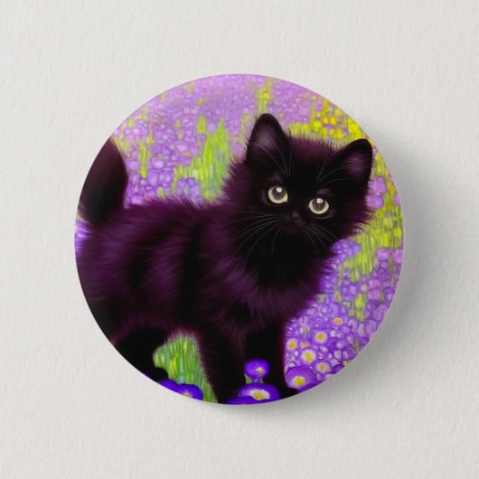 Gustav Klimt Black Kitten Ronde Button 5,7 Cm (Voorkant)
