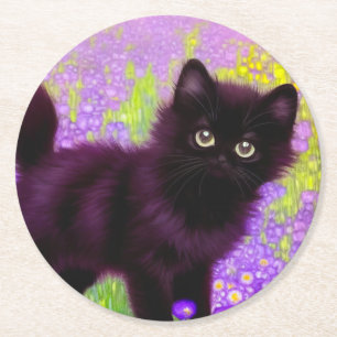 Gustav Klimt Black Kitten Ronde Kartonnen Onderzetter
