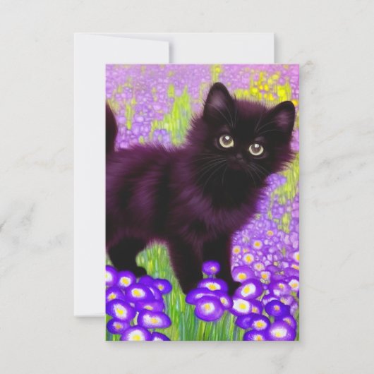 Gustav Klimt Black Kitten RSVP Kaartje (Voorkant)
