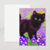 Gustav Klimt Black Kitten RSVP Kaartje (Voorkant / Achterkant)