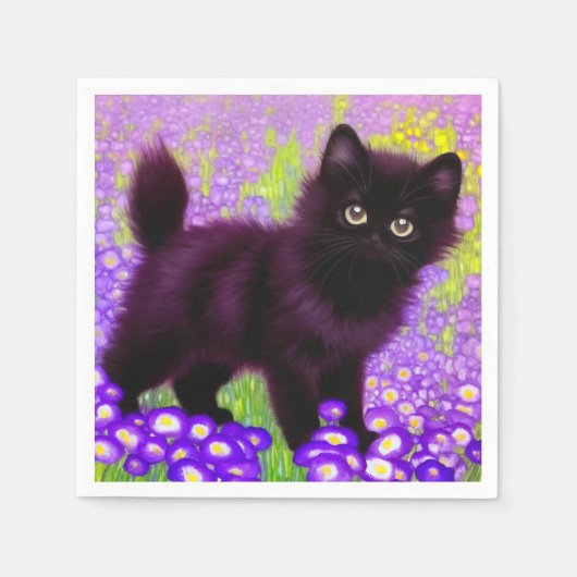 Gustav Klimt Black Kitten Servet (Voorkant)