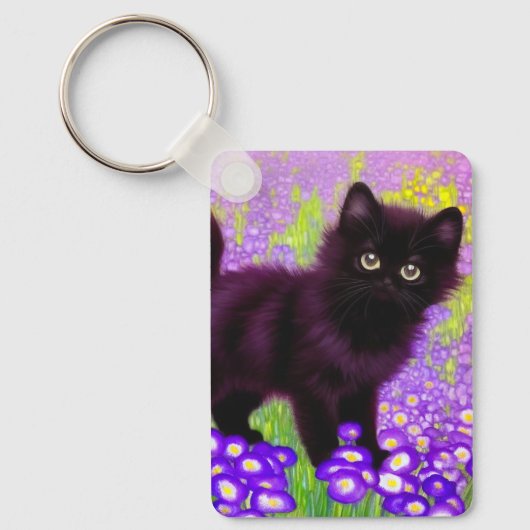 Gustav Klimt Black Kitten Sleutelhanger (Voorkant)