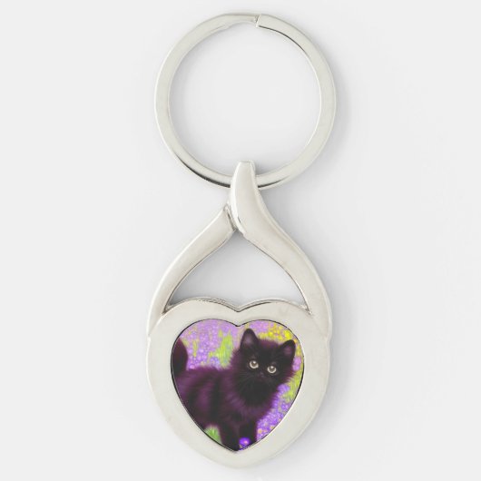 Gustav Klimt Black Kitten Sleutelhanger (Voorkant)