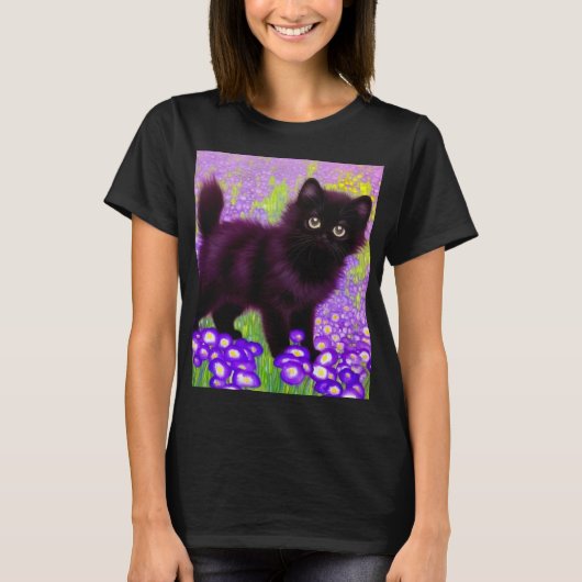 Gustav Klimt Black Kitten T-shirt (Voorkant)