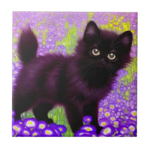 Gustav Klimt Black Kitten Tegeltje