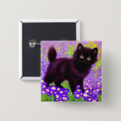 Gustav Klimt Black Kitten Vierkante Button 5,1 Cm (Voorkant /achterkant)