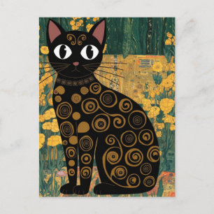 Gustav Klimt Bloem Zwart Kat Gewijzigde Vintage Ku Briefkaart