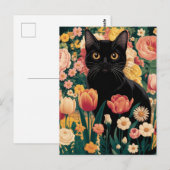 Gustav Klimt Bloemen Zwarte Kat, eclectisch Briefkaart (Voorkant / Achterkant)