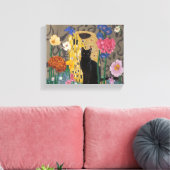 Gustav Klimt Bloemen Zwarte Kat, eclectisch Canvas Afdruk (Insitu (Woonkamer))