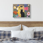 Gustav Klimt Bloemen Zwarte Kat, eclectisch Canvas Afdruk (Insitu (Slaapkamer))
