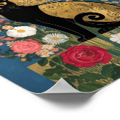 Gustav Klimt Bloemen Zwarte Kat, moderne eclectisc Poster (Hoek)