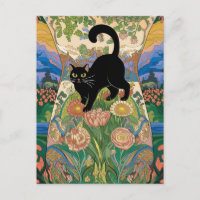 Gustav Klimt Bloemen Zwarte Kat Veranderde  Kunst