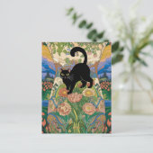 Gustav Klimt Bloemen Zwarte Kat Veranderde  Kunst Briefkaart (Staand voorkant)