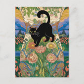 Gustav Klimt Bloemen Zwarte Kat Veranderde  Kunst Briefkaart (Voorkant)
