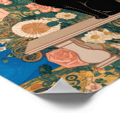 Gustav Klimt Bloemen Zwarte Kat Veranderde  Kunst Poster (Hoek)