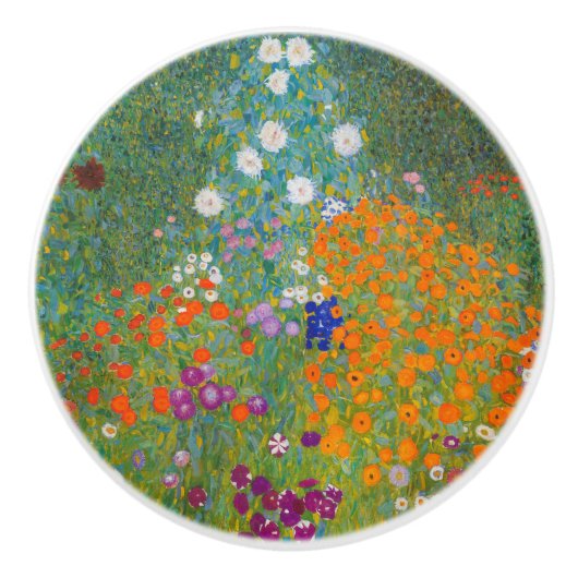 Gustav Klimt - Bloementuin Keramische Knop (Voorkant)