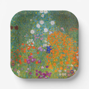 Gustav Klimt - Bloementuin Papieren Bordje
