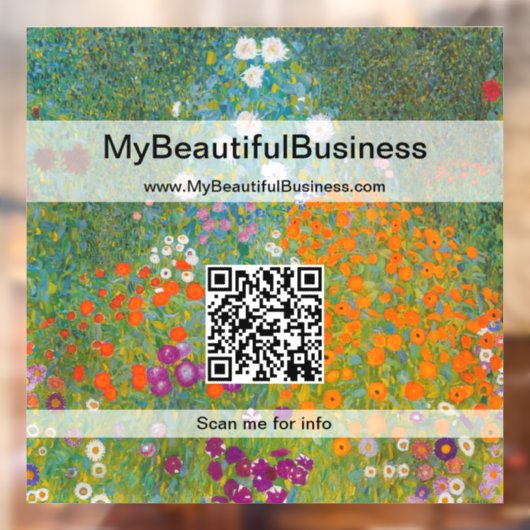 Gustav Klimt - Bloementuin QR-code Raamsticker (Vel 2)