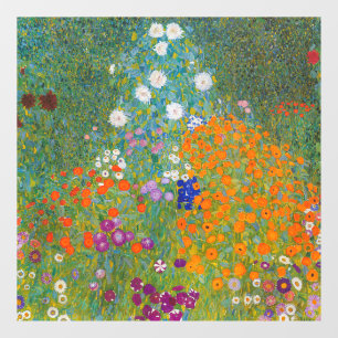 Gustav Klimt - Bloementuin Raamsticker