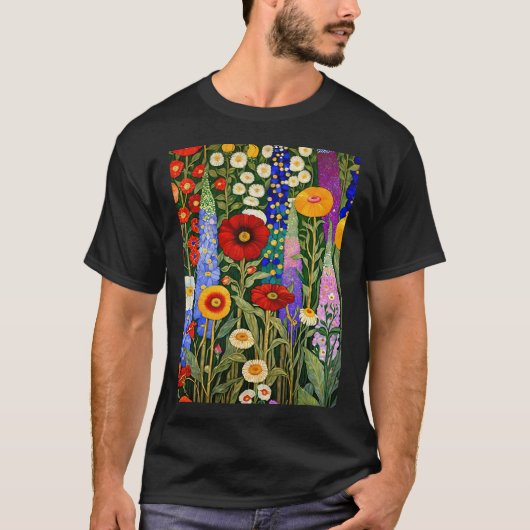 Gustav Klimt Bloementuin T-shirt (Voorkant)
