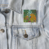 Gustav Klimt - Bloementuin Vierkante Button 5,1 Cm (In situ)