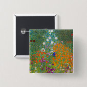Gustav Klimt - Bloementuin Vierkante Button 5,1 Cm (Voorkant /achterkant)