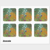 Gustav Klimt - Bloementuin Vierkante Sticker (Vel)