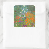 Gustav Klimt - Bloementuin Vierkante Sticker (Tas)