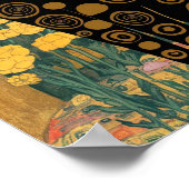 Gustav Klimt Bloemige Zwarte Kat Gewijzigde Vintag Poster (Hoek)
