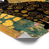 Gustav Klimt Bloemige Zwarte Kat Gewijzigde Vintag Poster (Hoek)