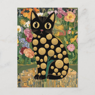 Gustav Klimt Bloemrijke Zwarte Kat Moderne Eclecti Briefkaart