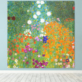 Gustav Klimt: Bloemtuin Canvas Afdruk (Insitu (Houten vloer))