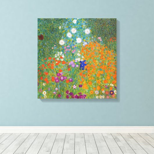 Gustav Klimt - Bloemtuin Canvas Afdruk (Insitu (Houten vloer))