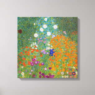 Gustav Klimt - Bloemtuin Canvas Afdruk