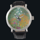 Gustav Klimt: Bloemtuin Horloge<br><div class="desc">Een prachtig klassiek horloge met een kleurrijke bloementuin,  geschilderd door de Oostenrijkse symbolistische schilder Gustav Klimt.</div>