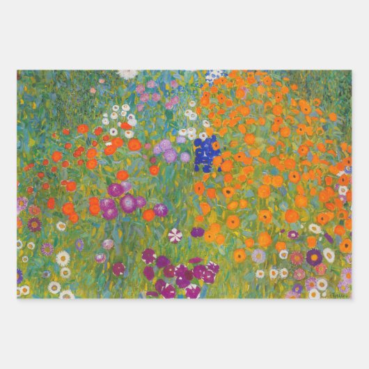 Gustav Klimt - Bloemtuin Inpakpapier Vel (Voorkant 3)