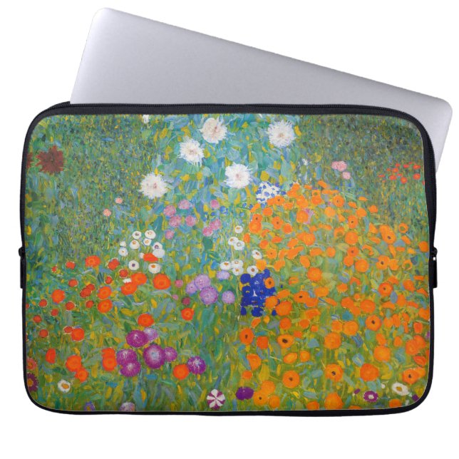 Gustav Klimt - Bloemtuin Laptop Sleeve (Voorkant)