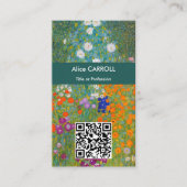 Gustav Klimt - Bloemtuin - QR-code Visitekaartje (Voorkant)