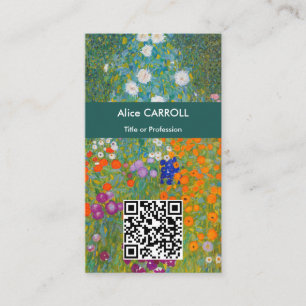 Gustav Klimt - Bloemtuin - QR-code Visitekaartje