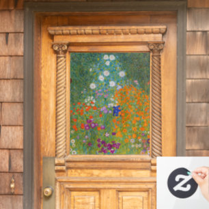 Gustav Klimt - Bloemtuin Raamsticker