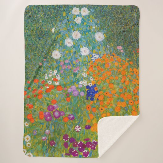 Gustav Klimt - Bloemtuin Sherpa Deken (Voorkant)